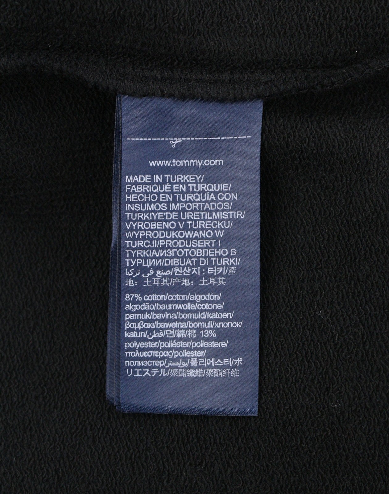 Tommy Jeans Men Hoodie L Black Full Zip Front Logo Oversized Pockets