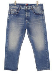 Tommy Jeans Otis Men Jeans W36/L32 Blue Faded Distress Regular Straight Fit