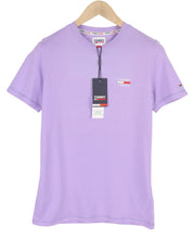 Tommy Jeans TJM Chest Logo Violet Men T-Shirt S Short Sleeve Crew Neck Tricot