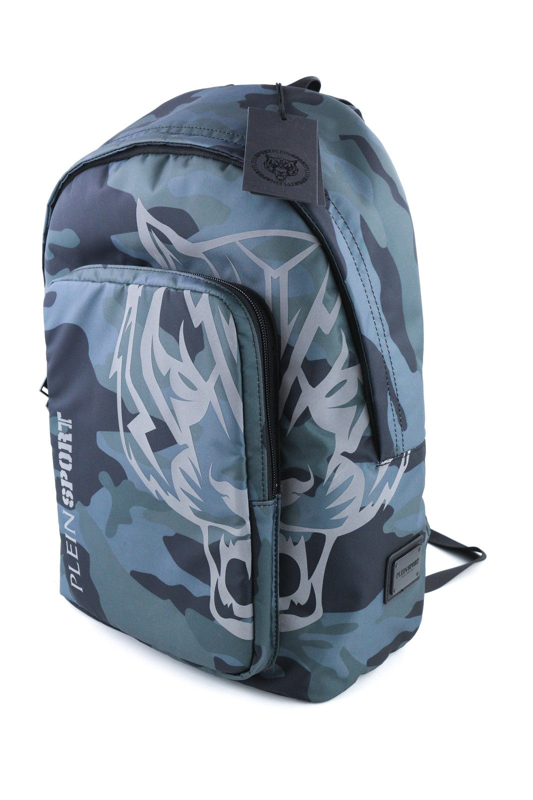 PLEIN SPORT Philadelphia Men Bag OS Blue Camouflage Pattern Two Handles Backpack