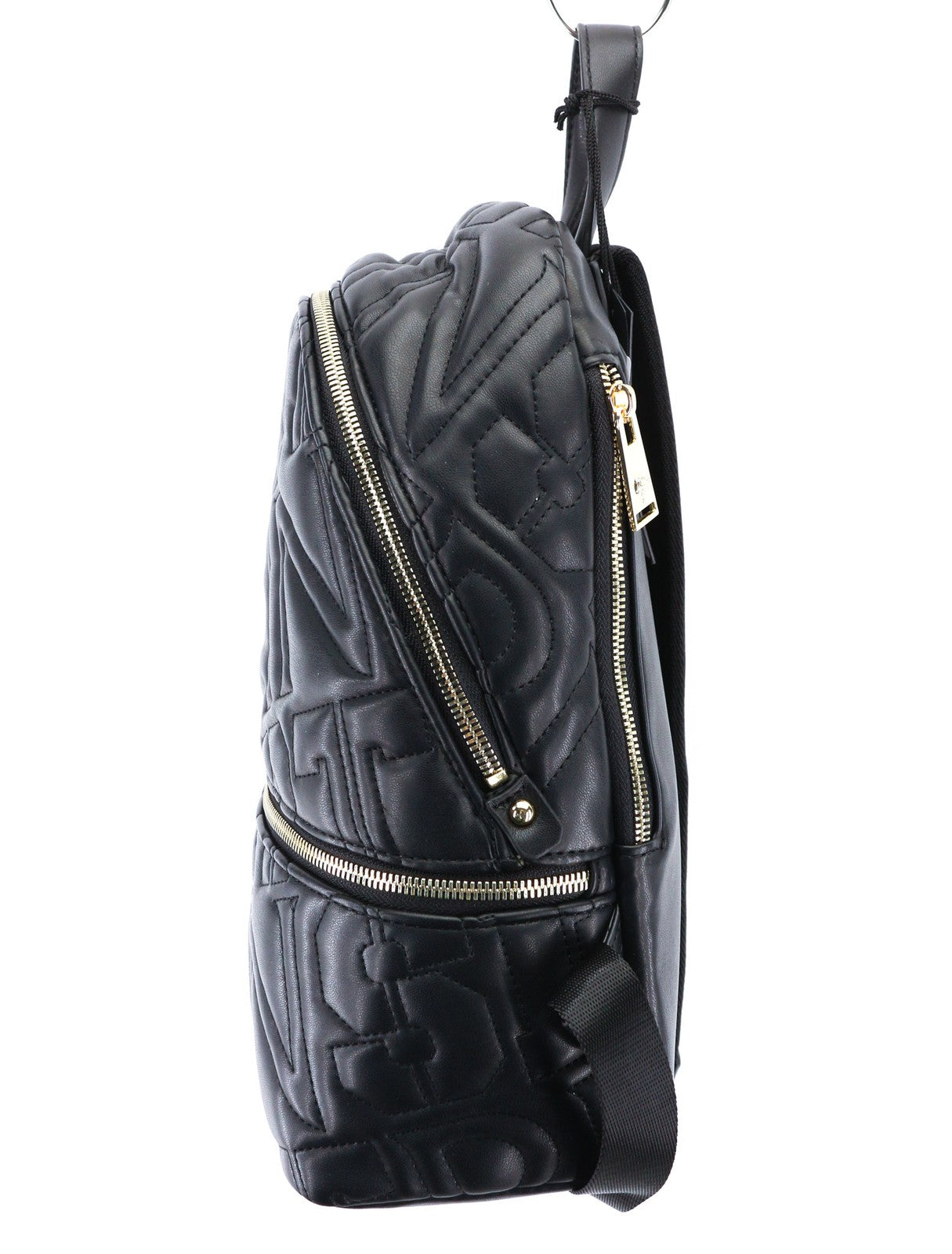 PLEIN SPORT Tess Women Bag OS Zip Two Handles Black Lined Pocket Backpack