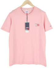Tommy Jeans TJM Chest Logo Pink Men T-Shirt XL Short Sleeve Crew Neck Tricot