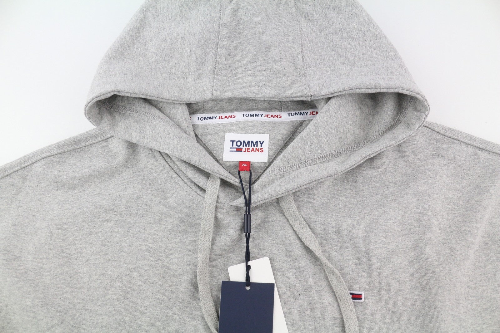 Tommy Jeans Rlxd Basketball Men Hoodie XL Melange Grey Kangaroo Logo Pull On
