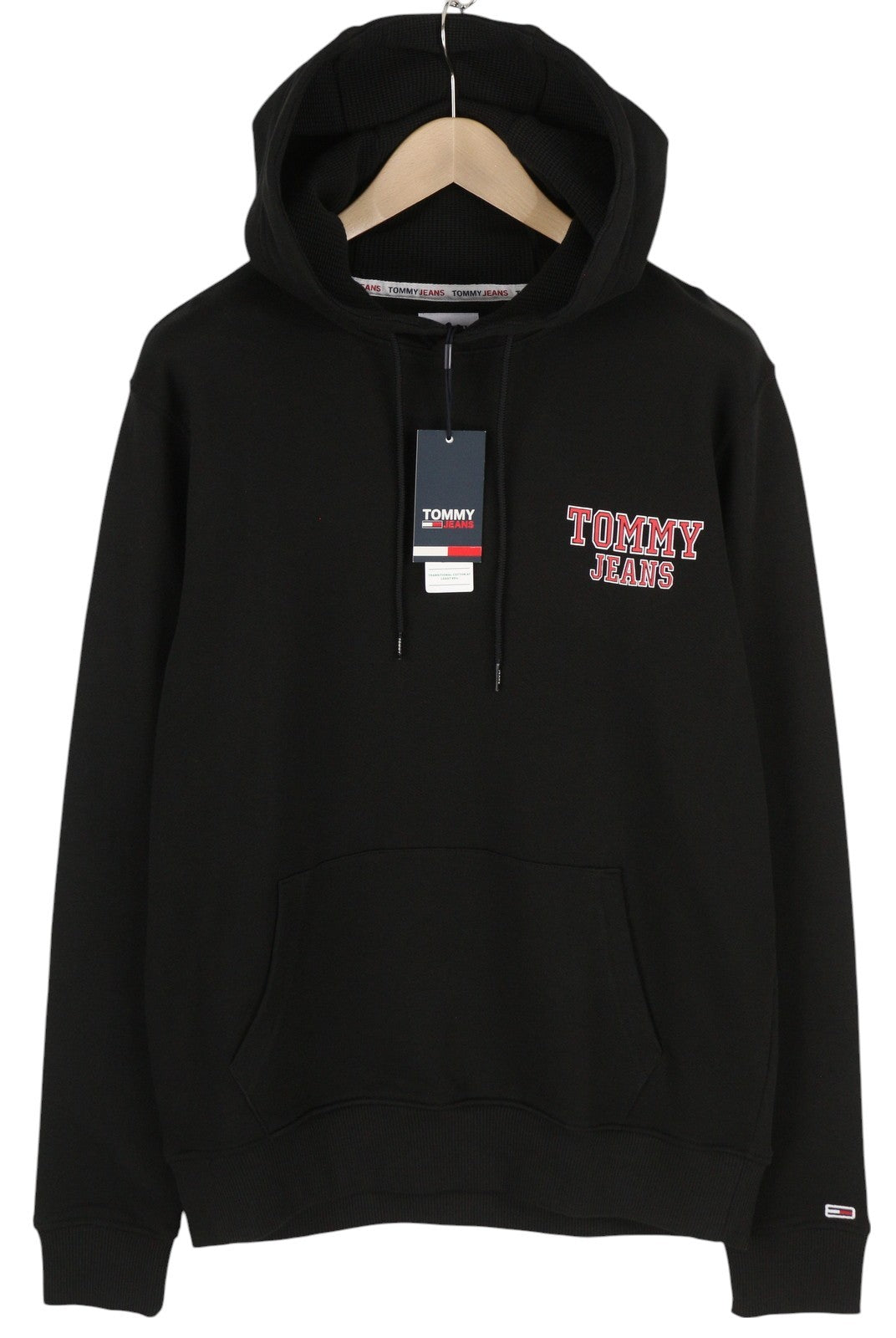 Tommy Jeans Reg Entry Graphi Men Hoodie L Black Kangaroo Pocket Pull On
