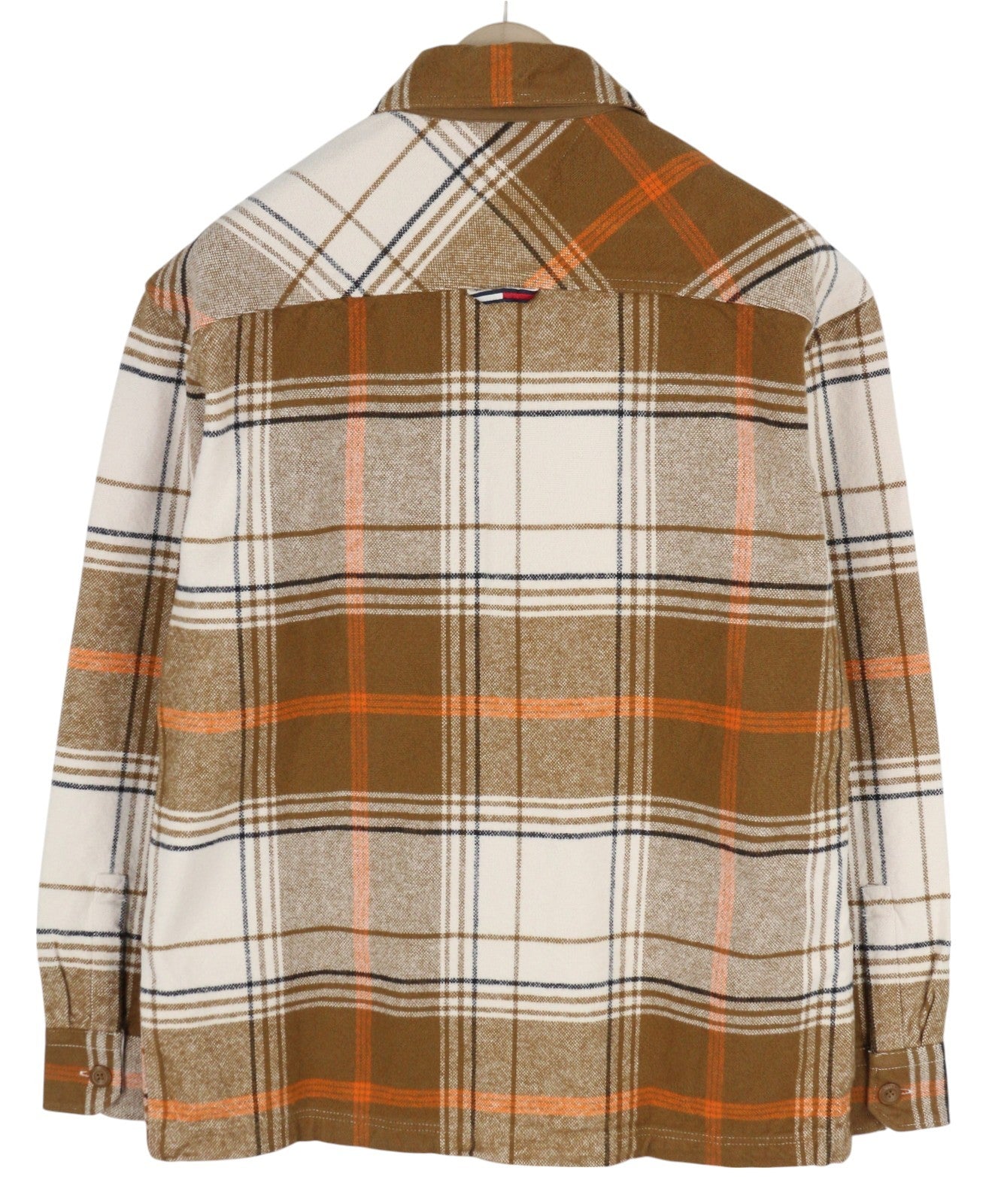 Tommy Jeans Brushed Check Men Shirt S Overshirt Flannel Thick Button-Up Brown
