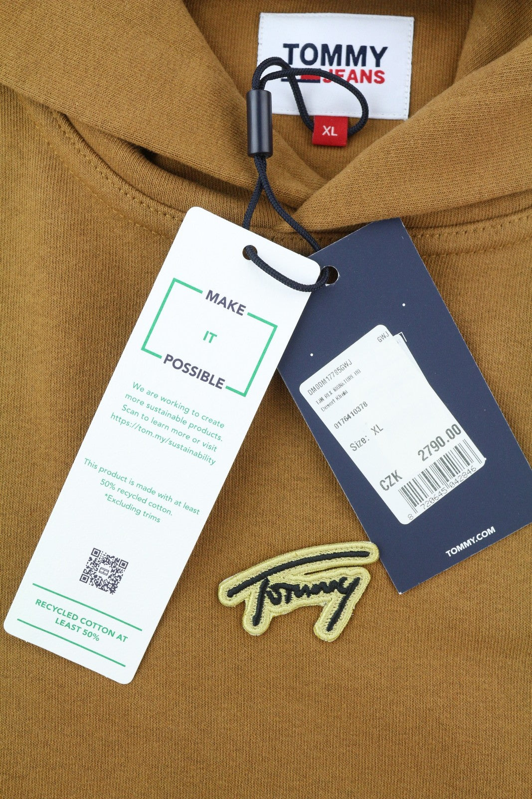 Tommy Jeans RLX Signature Men Hoodie XL Brown Kangaroo Logo Pull On RRP119