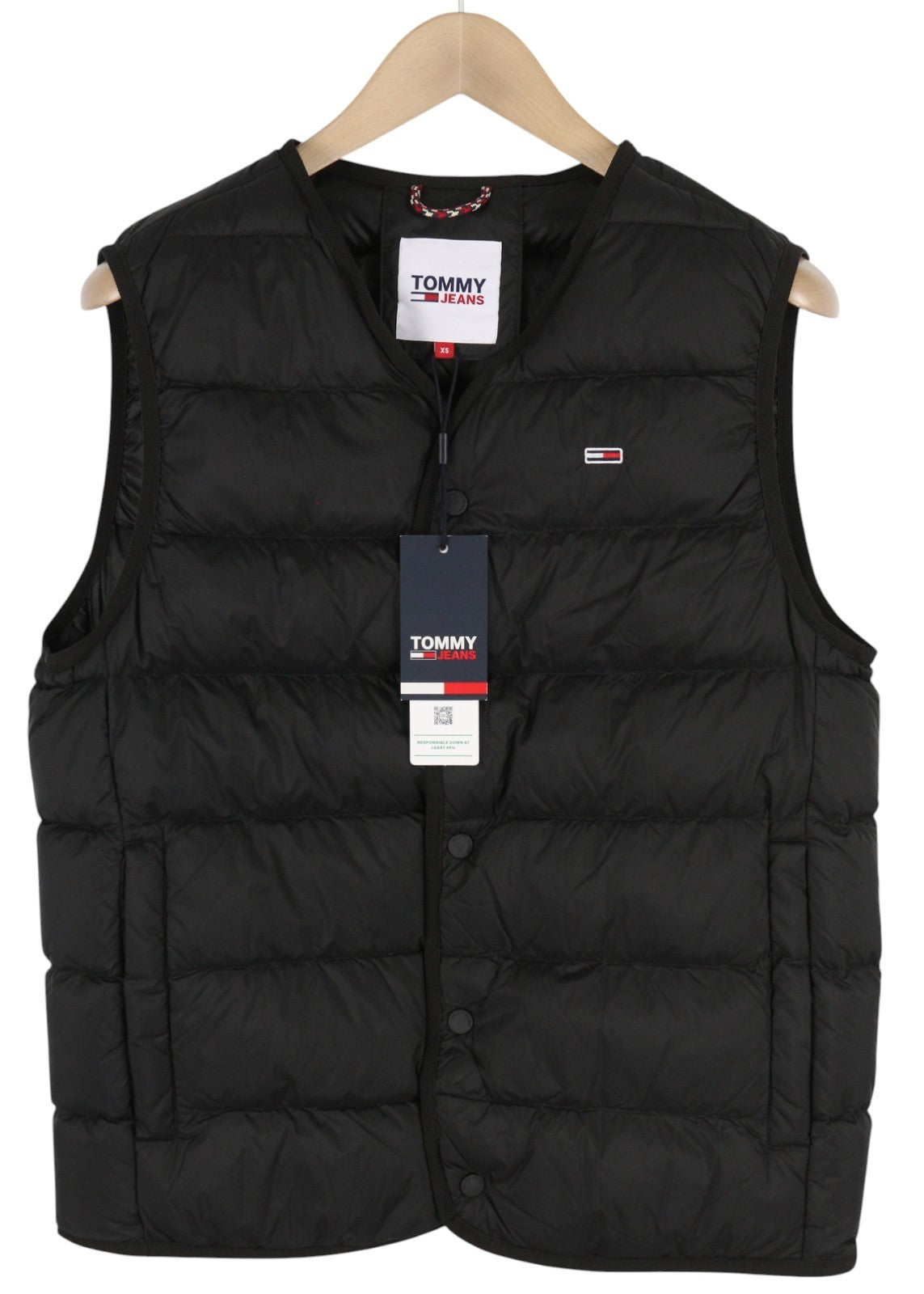 Tommy Jeans Tjm Light Down Men Waistcoat XS Black Duck Down Filled RRP149