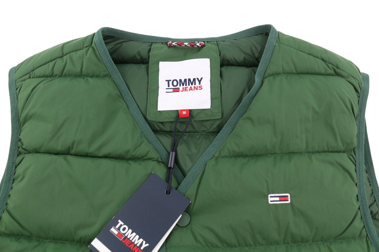 Tommy Jeans Tjm Light Down Men Waistcoat M Green Duck Down Filled RRP149
