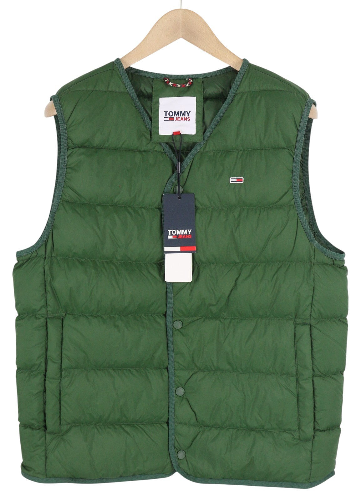 Tommy Jeans Tjm Light Down Men Waistcoat S Green Duck Down Filled RRP149