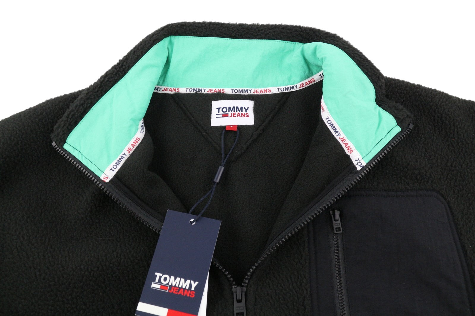 Tommy Jeans Tjm Polar Zip Men Sweatshirt L Black Fluffy Fleece Oversized Zip