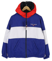 Tommy Jeans Reversible Quilted Men Jacket M Blue Quilted Hooded Zip RRP239