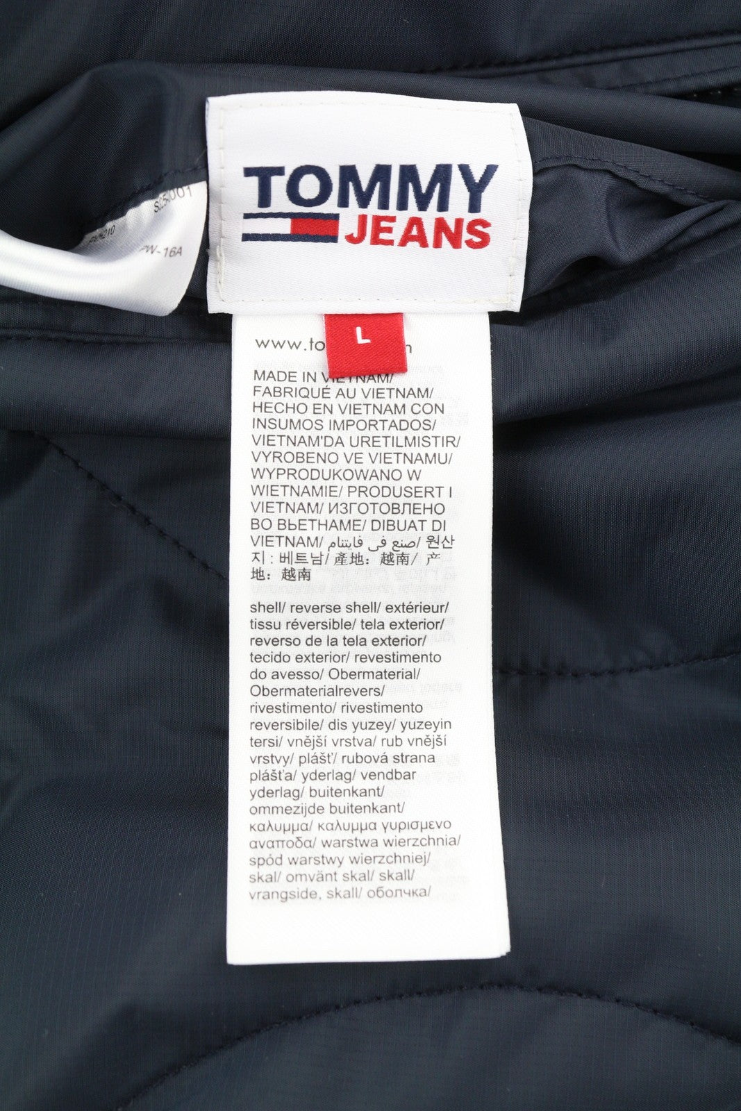 Tommy Jeans Reversible Quilted Men Jacket L Blue Quilted Hooded Zip RRP239