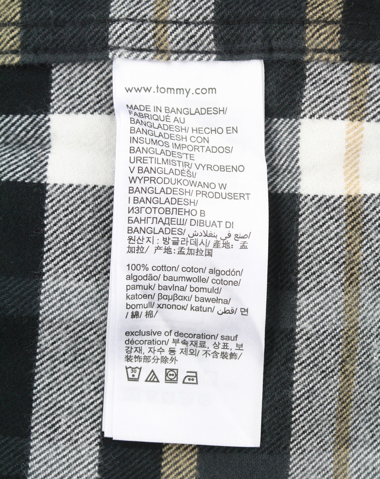 Tommy Jeans Men Shirt M Flannel Plaid Classic Fit Spread Neck Button-Up Logo