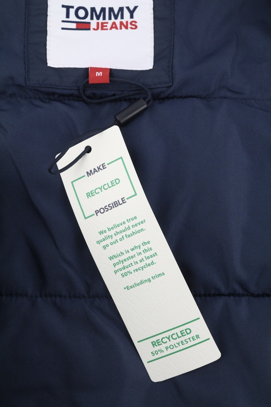 Tommy Jeans Men Waistcoat M Dark Blue Padded Patch Pockets V-Neck Vest