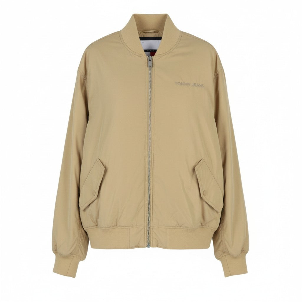 Tommy Jeans Classics Bomber Men Jacket XL Beige Padded Zipper Bomber RR209