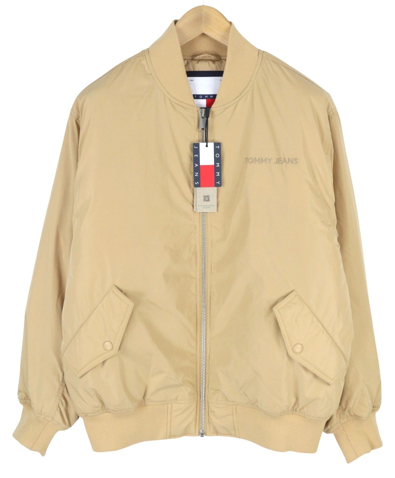 Tommy Jeans Classics Bomber Men Jacket XL Beige Padded Zipper Bomber RR209