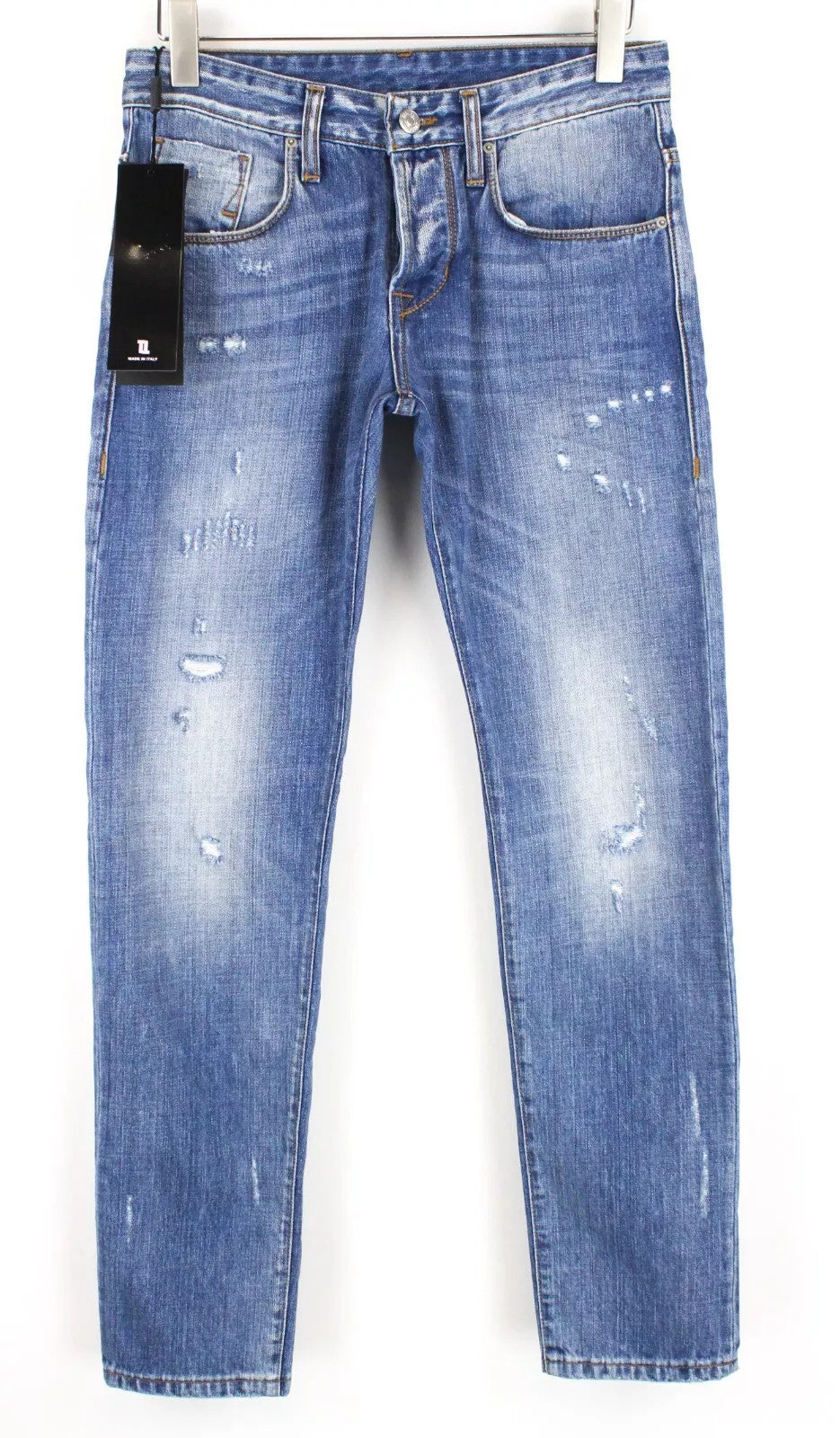 TAKESHY KUROSAWA Men Jeans W30 Cotton Button-Fly Slim Distressed Aged Look