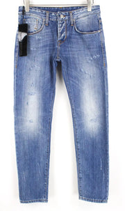 TAKESHY KUROSAWA Men Jeans W32 Distressed Aged Look Cotton Button-Fly Slim