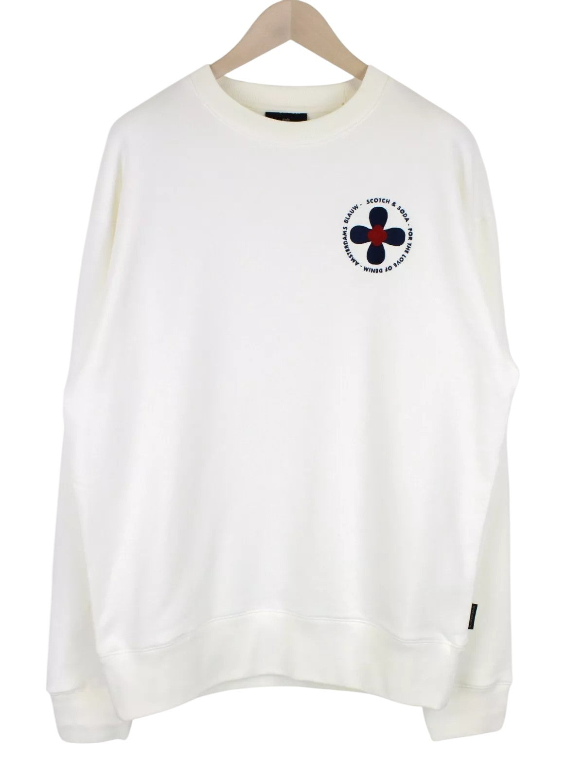 SCOTCH & SODA For The Love Of Denim Men Sweatshirt ~2XL Embroidered Off-White