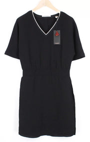MAISON SCOTCH Women Dress XS Black Layered V-Necklined Short Sleeved Casual