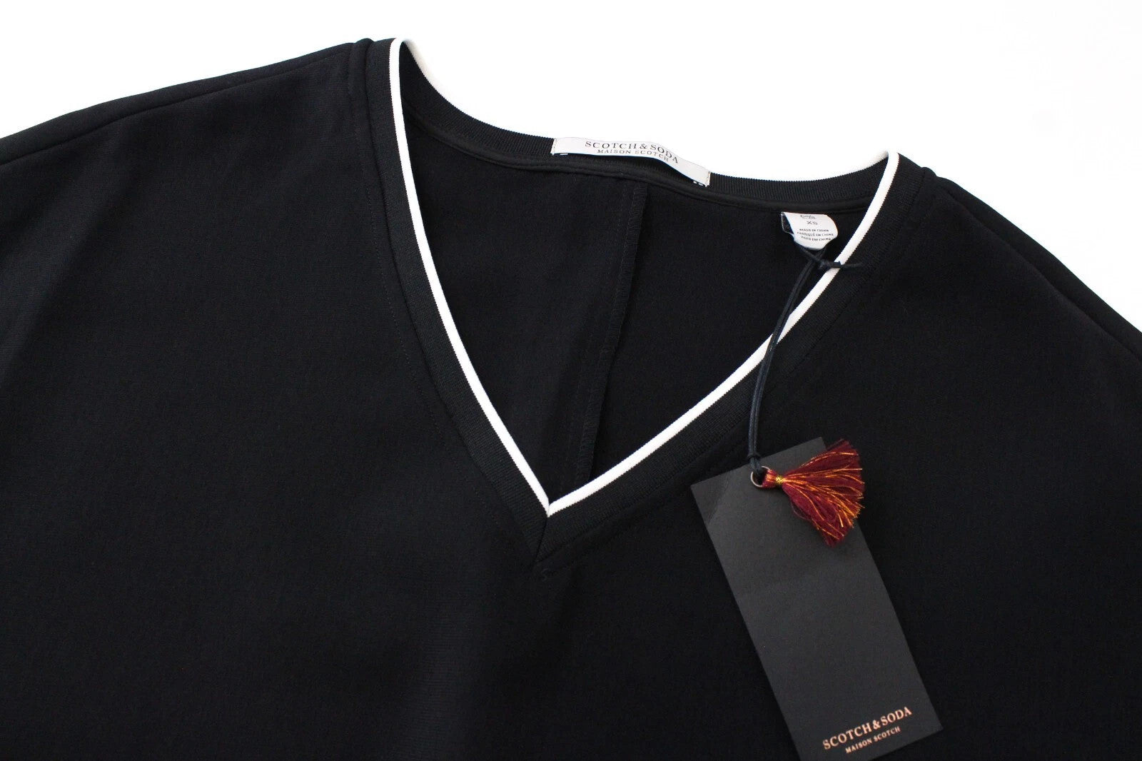 MAISON SCOTCH Women Dress XS Black Layered V-Necklined Short Sleeved Casual