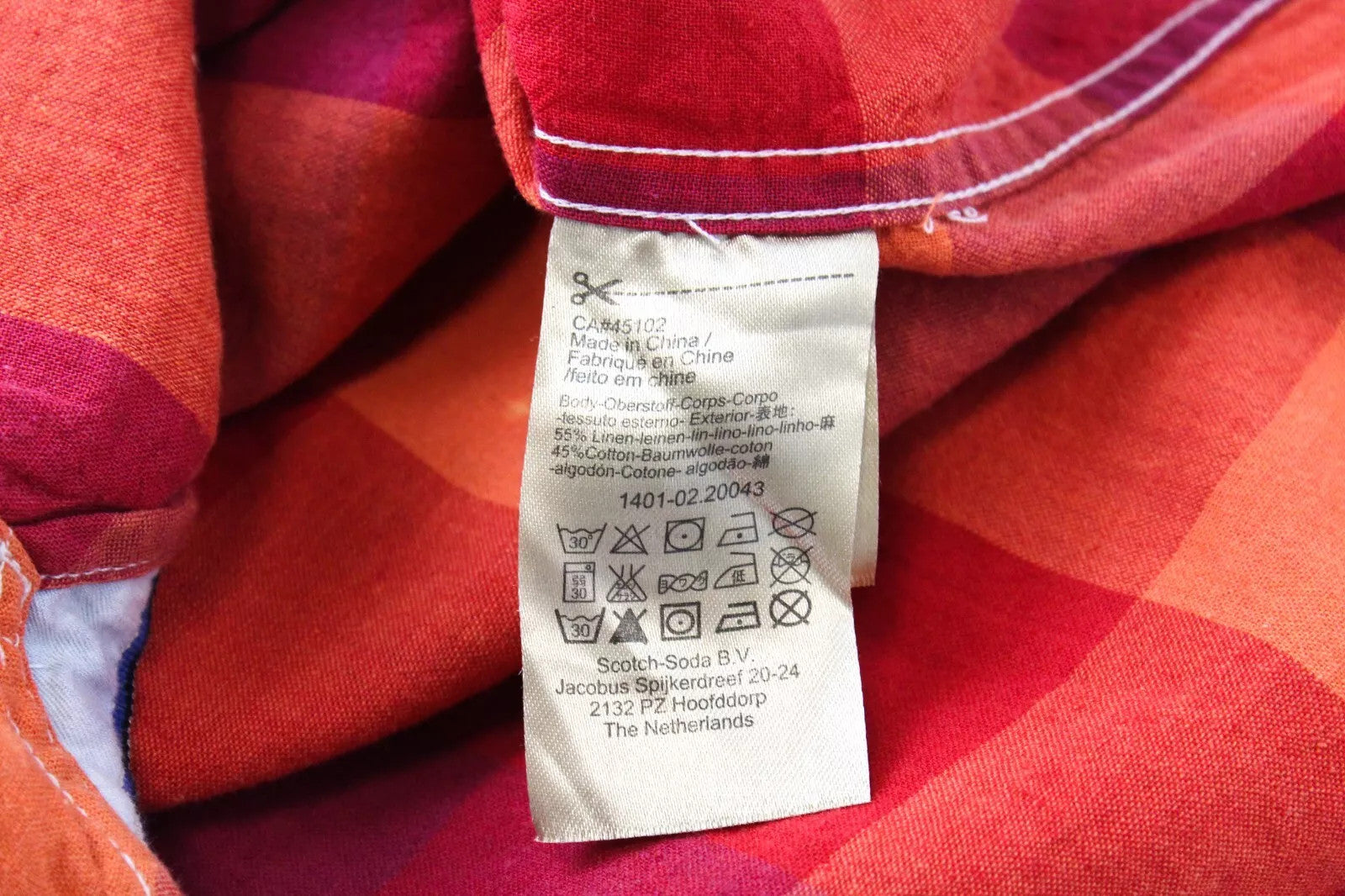 SCOTCH & SODA Men Shirt S Linen Cotton Blend Checked Welt Pocket Bright Colors