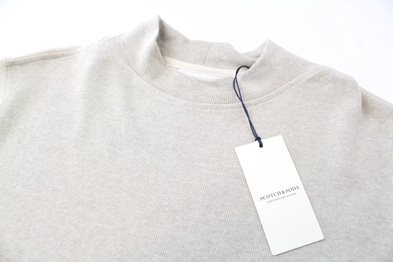 SCOTCH & SODA Men Sweatshirt 2XL Contrasting Pattern Beige Crew Neck Cotton