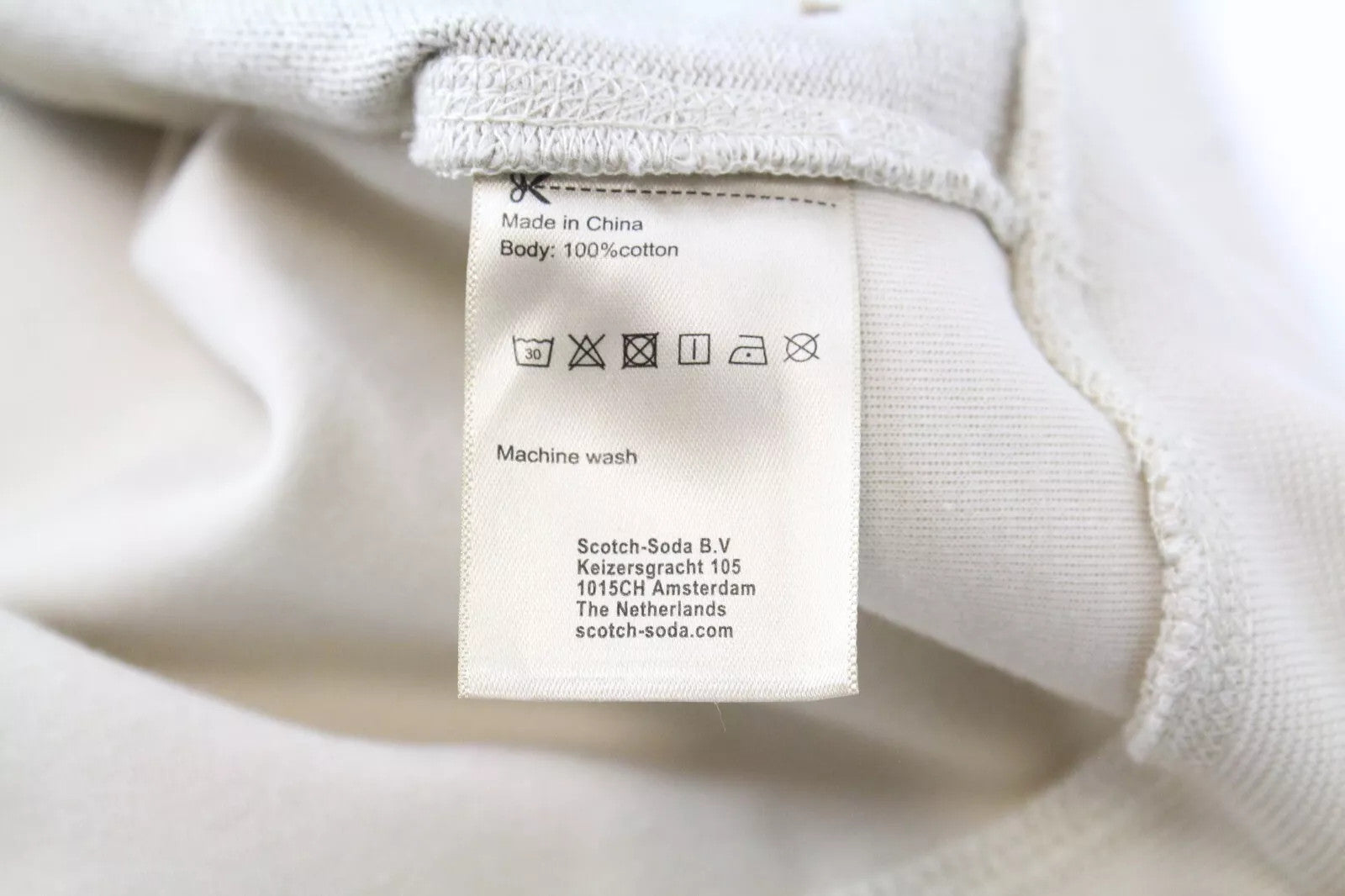 SCOTCH & SODA Men Sweatshirt 2XL Contrasting Pattern Beige Crew Neck Cotton