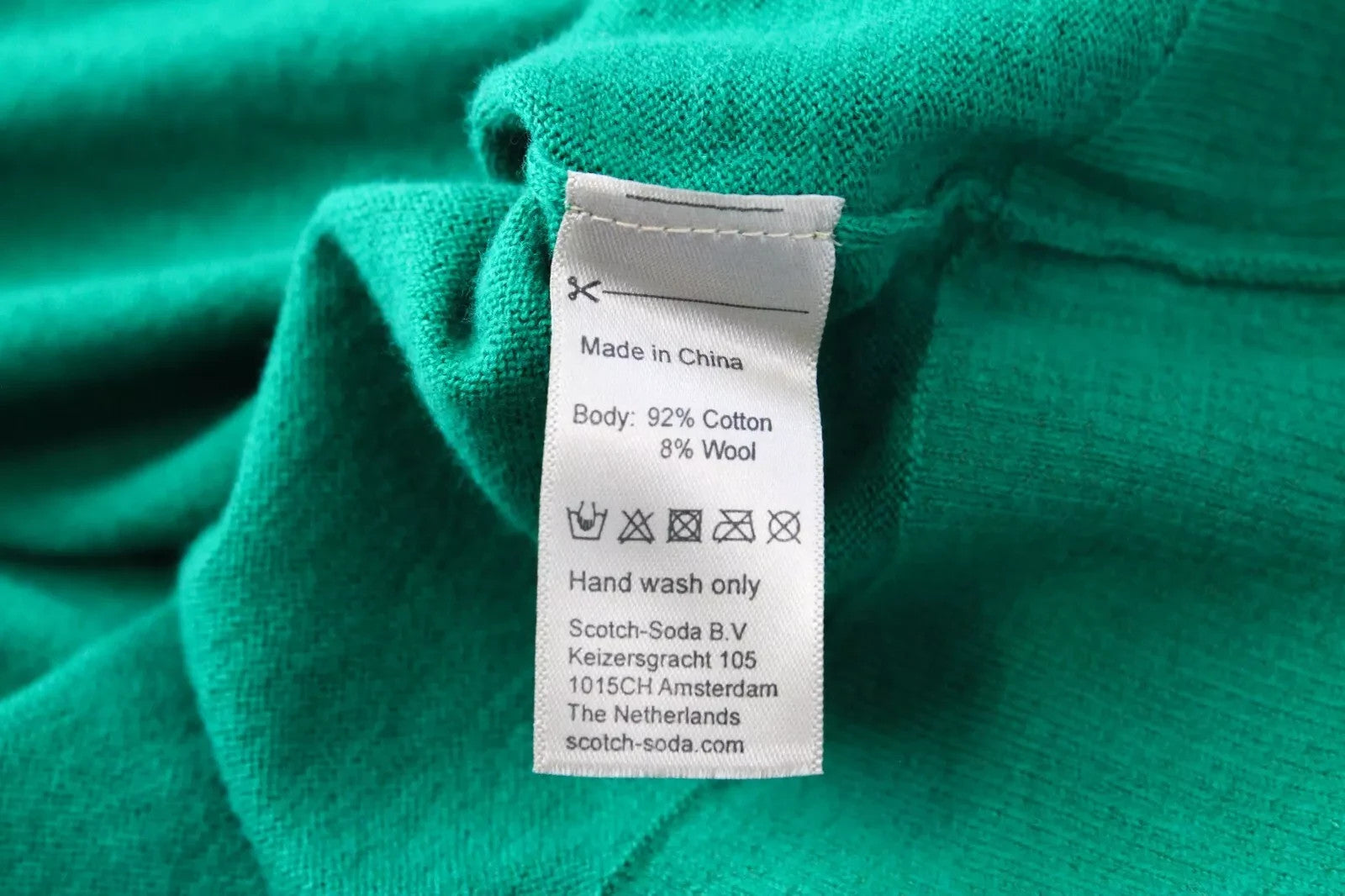 SCOTCH & SODA Men Jumper L Tight-Knit Sweater Green Wool Blend Embroidered
