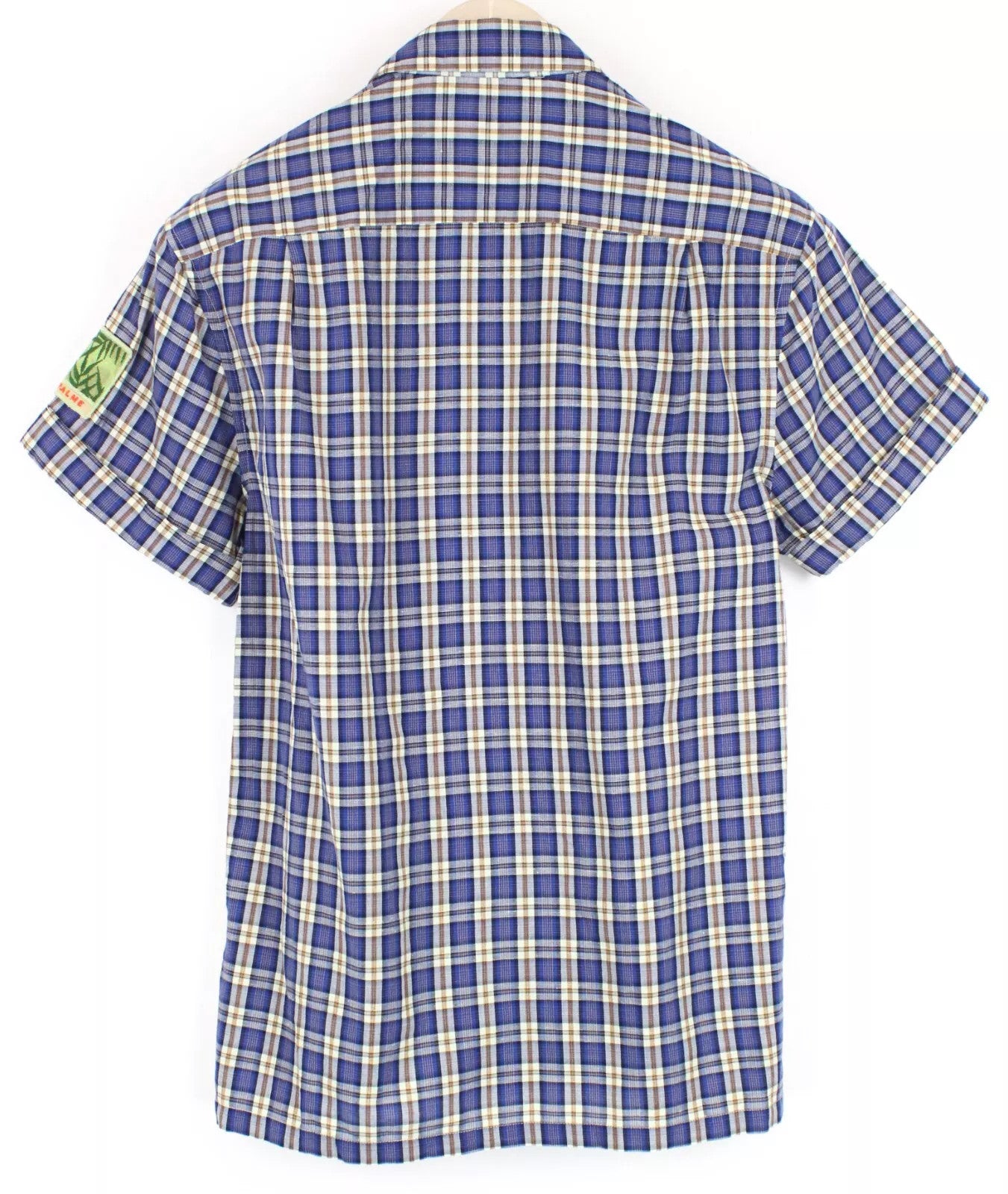 SCOTCH & SODA Men Shirt S Short Sleeve Patched Checked Linen Blend Button-Up