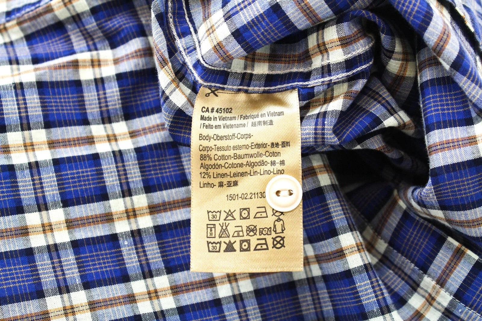 SCOTCH & SODA Men Shirt S Short Sleeve Patched Checked Linen Blend Button-Up