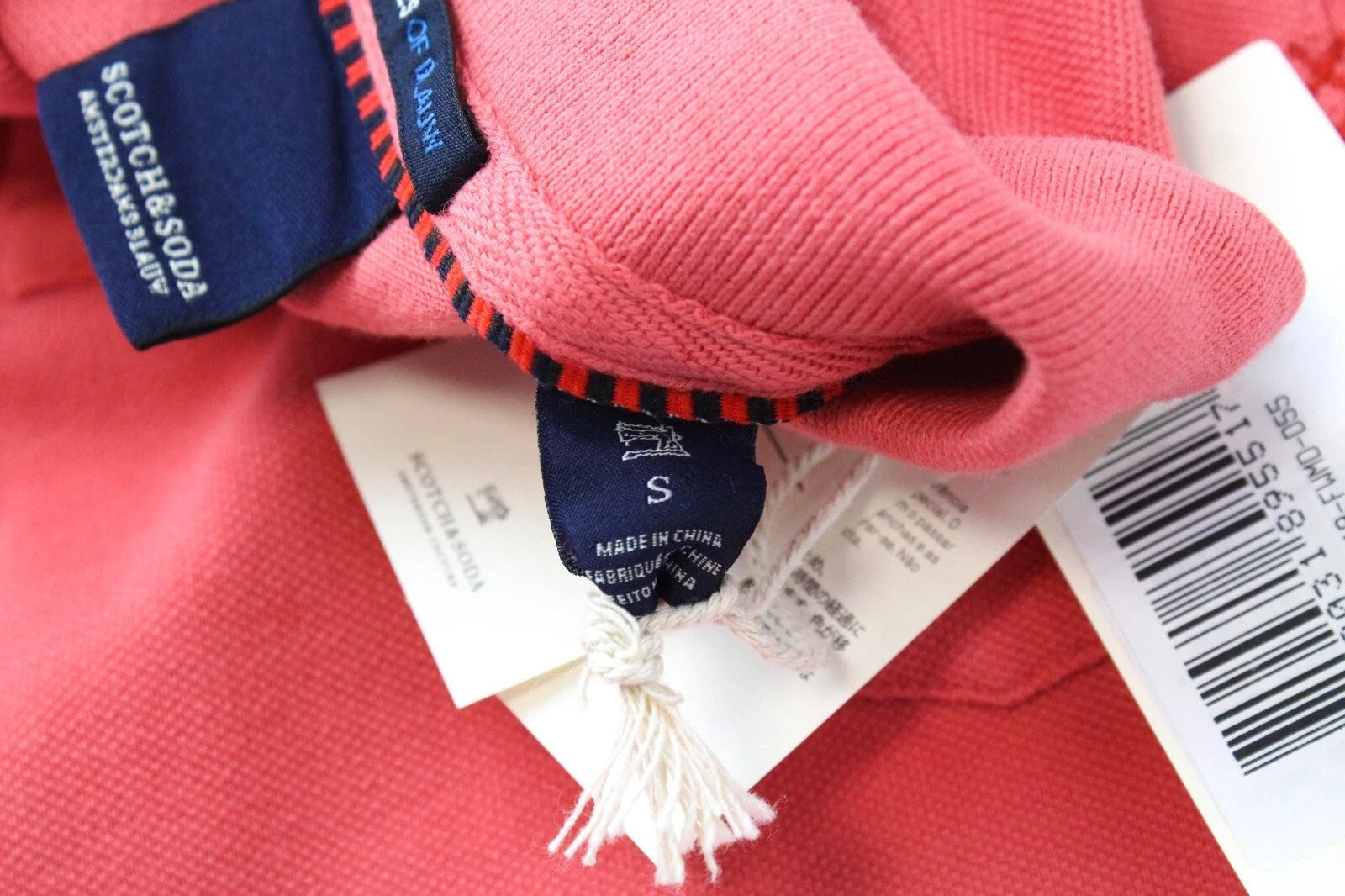 SCOTCH & SODA Men T-Shirt S Spread Collar Polo Style Pink Pocketed Short Sleeve