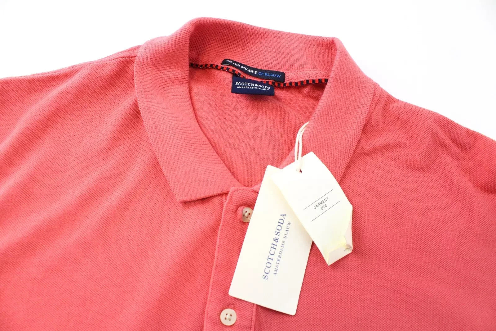 SCOTCH & SODA Men T-Shirt 2XL Pink Pocketed Short Sleeved Polo Cotton Collared