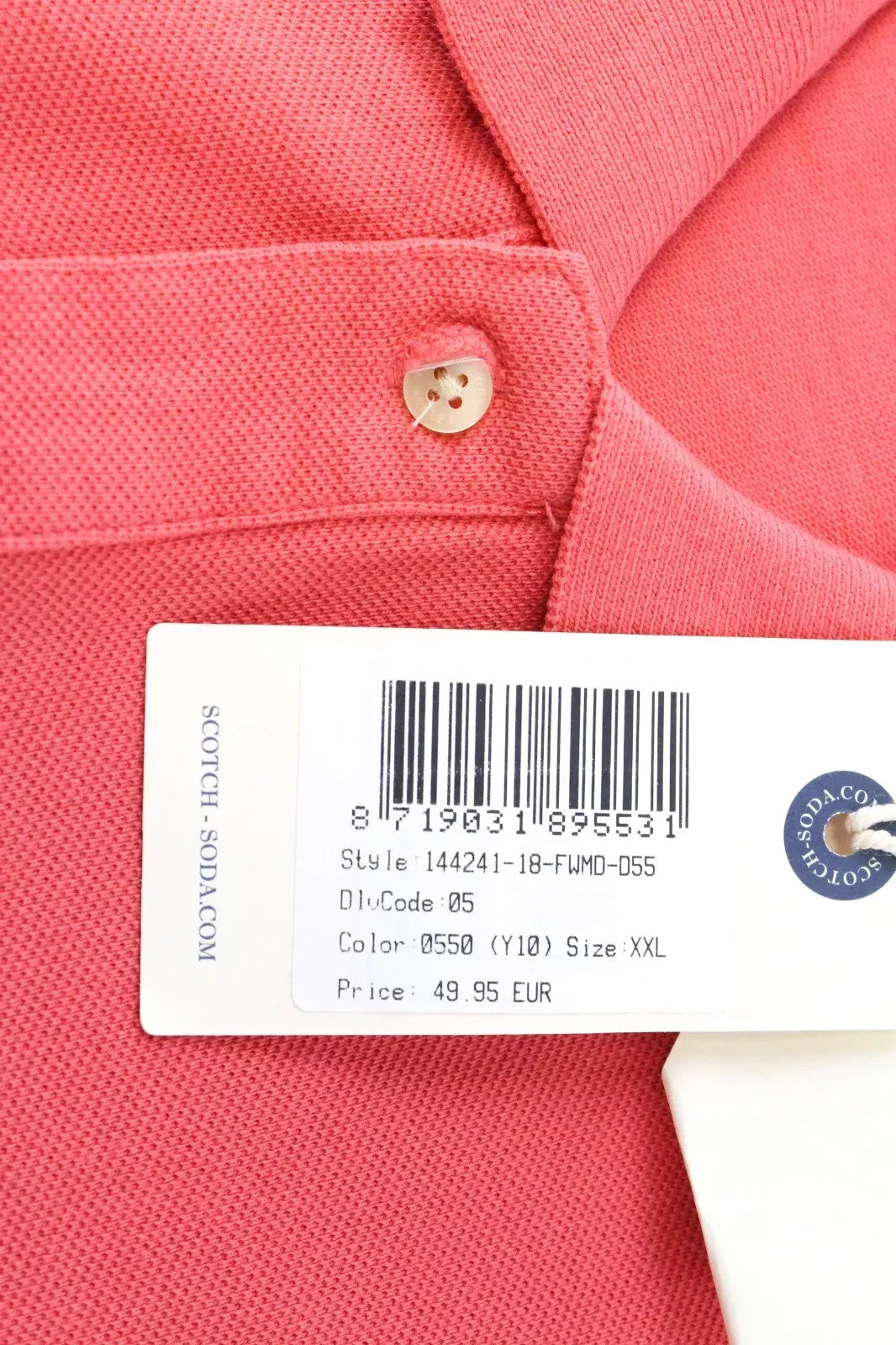 SCOTCH & SODA Men T-Shirt 2XL Pink Pocketed Short Sleeved Polo Cotton Collared