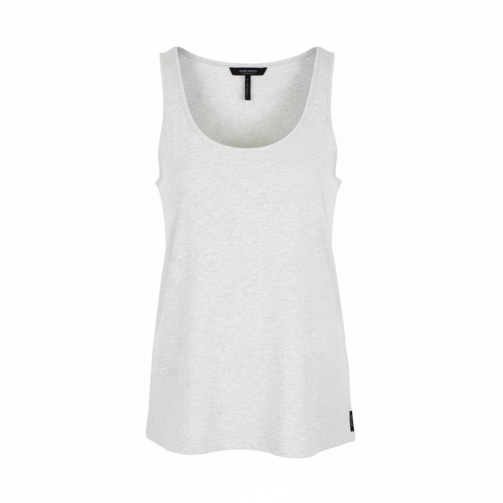 MAISON SCOTCH Women Top M Sleeveless Melange Grey Lightweight Crew Neck Cotton
