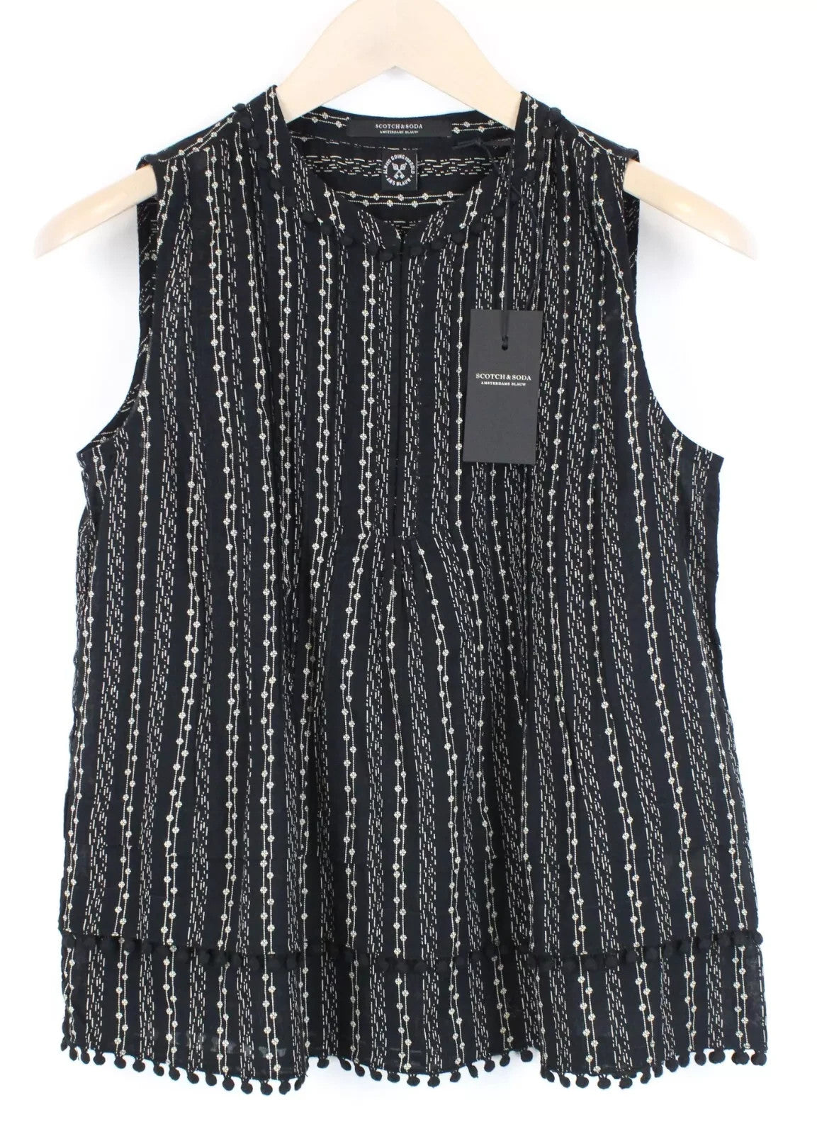 MAISON SCOTCH Women Top S Floral Print Crop Tasselled Hook & Loop Closure