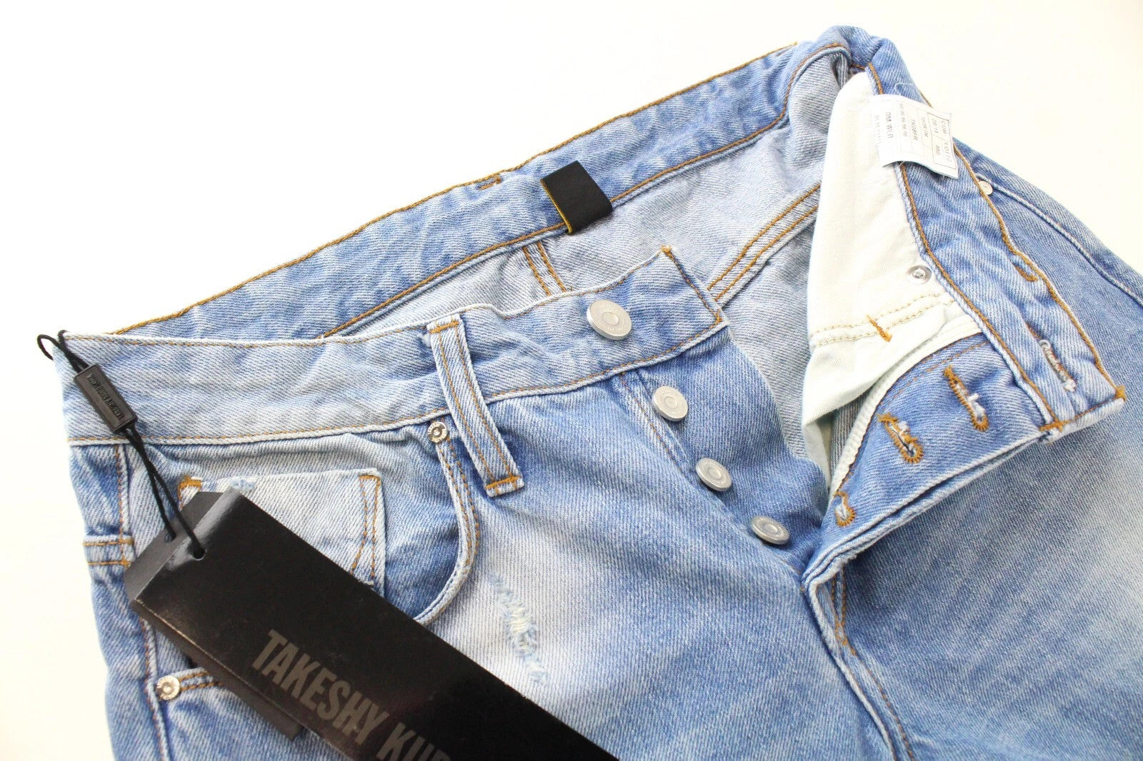 TAKESHY KUROSAWA Men Jeans W30 Stained Distressed Washed Out Slim Button-Fly