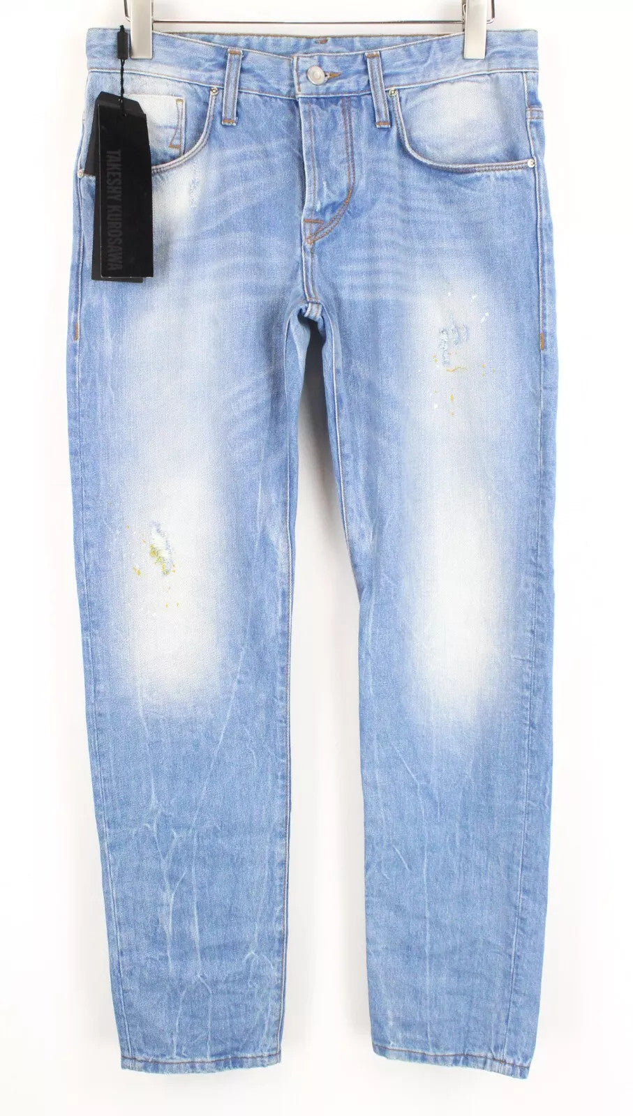 TAKESHY KUROSAWA Men Jeans W34 Aged Look Slim Button-Fly Distressed Stained