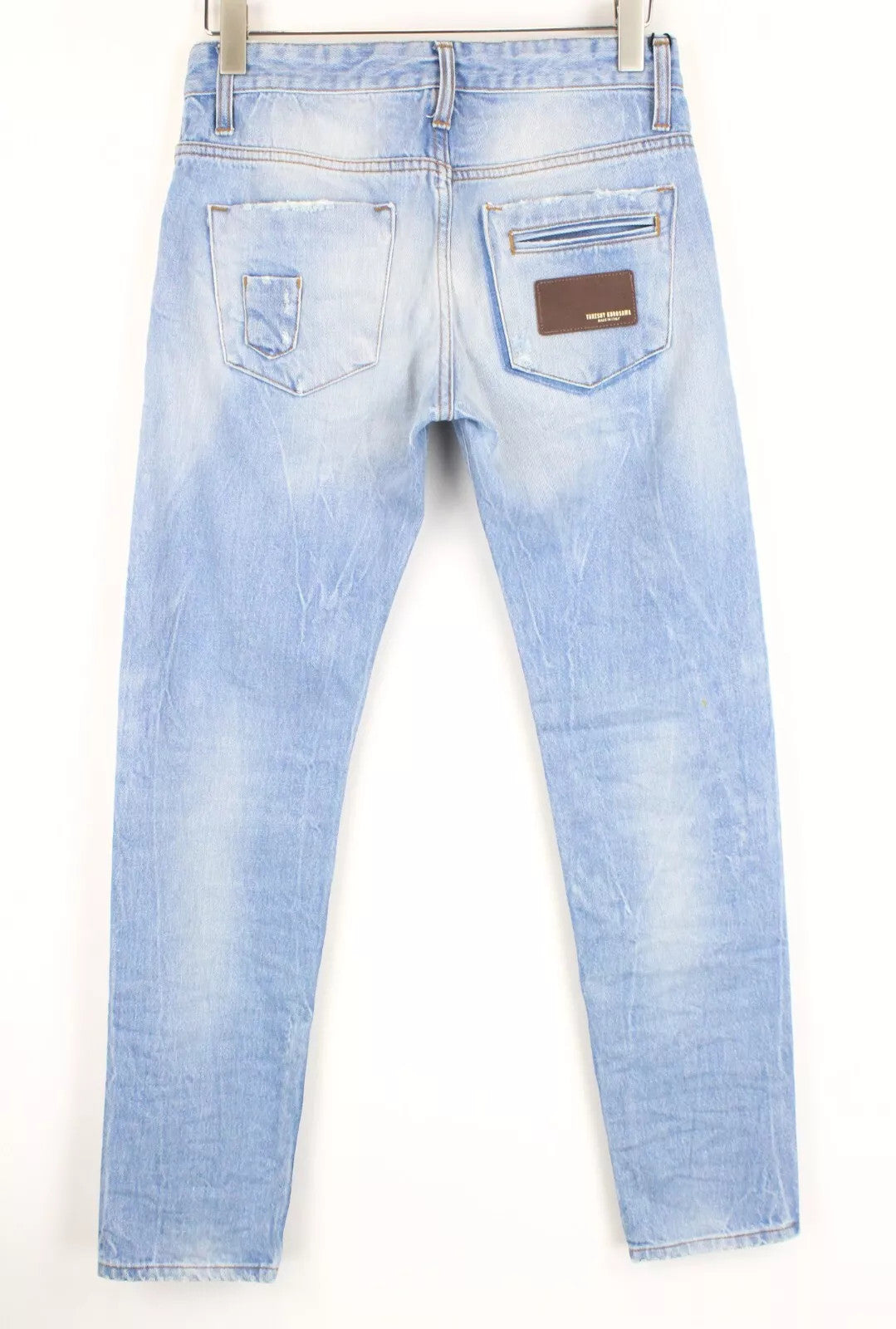 TAKESHY KUROSAWA Men Jeans W30 Slim Fit Blue Denim Painted Stained Distressed