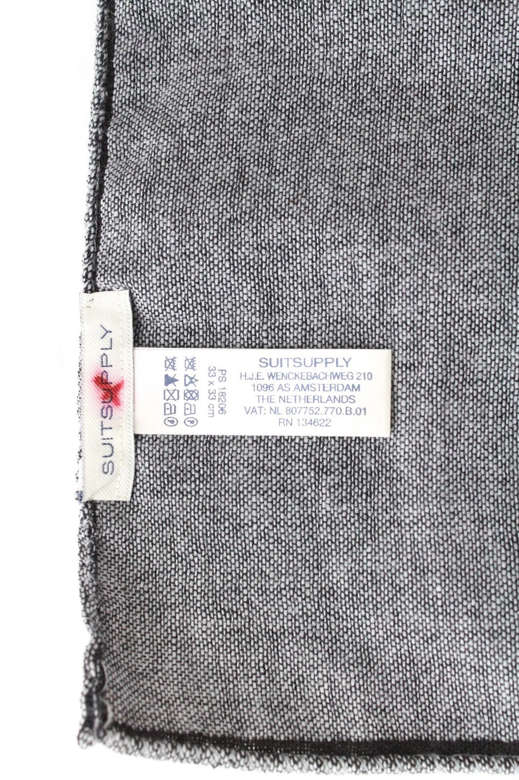 SUITSUPPLY Men Handkerchief 33 x 33 cm Dark Brown Grey Wool Silk Pocket Square