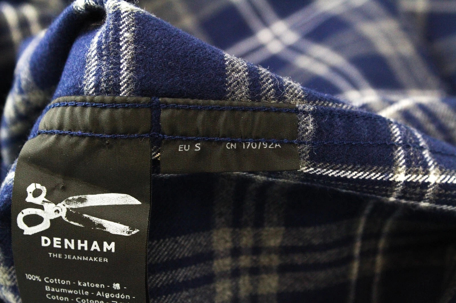DENHAM Men Shirt S Pocket Button-Up Woven Grey Blue Marl Spread Collared Casual