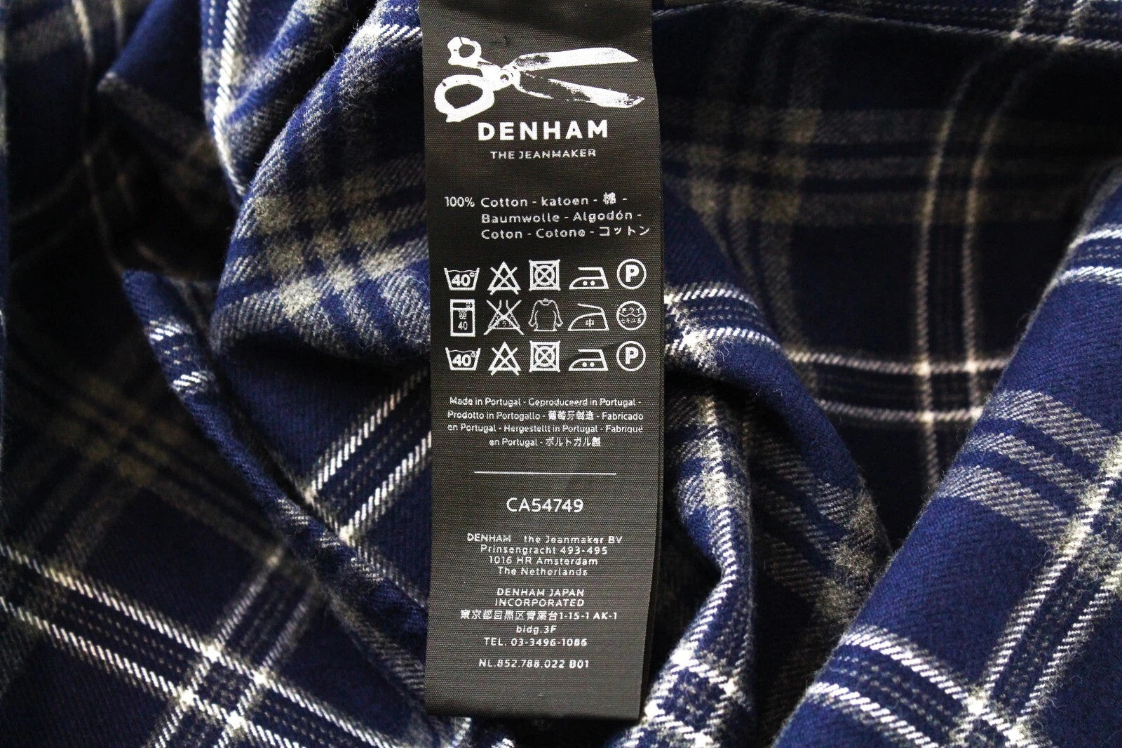 DENHAM Men Shirt S Pocket Button-Up Woven Grey Blue Marl Spread Collared Casual