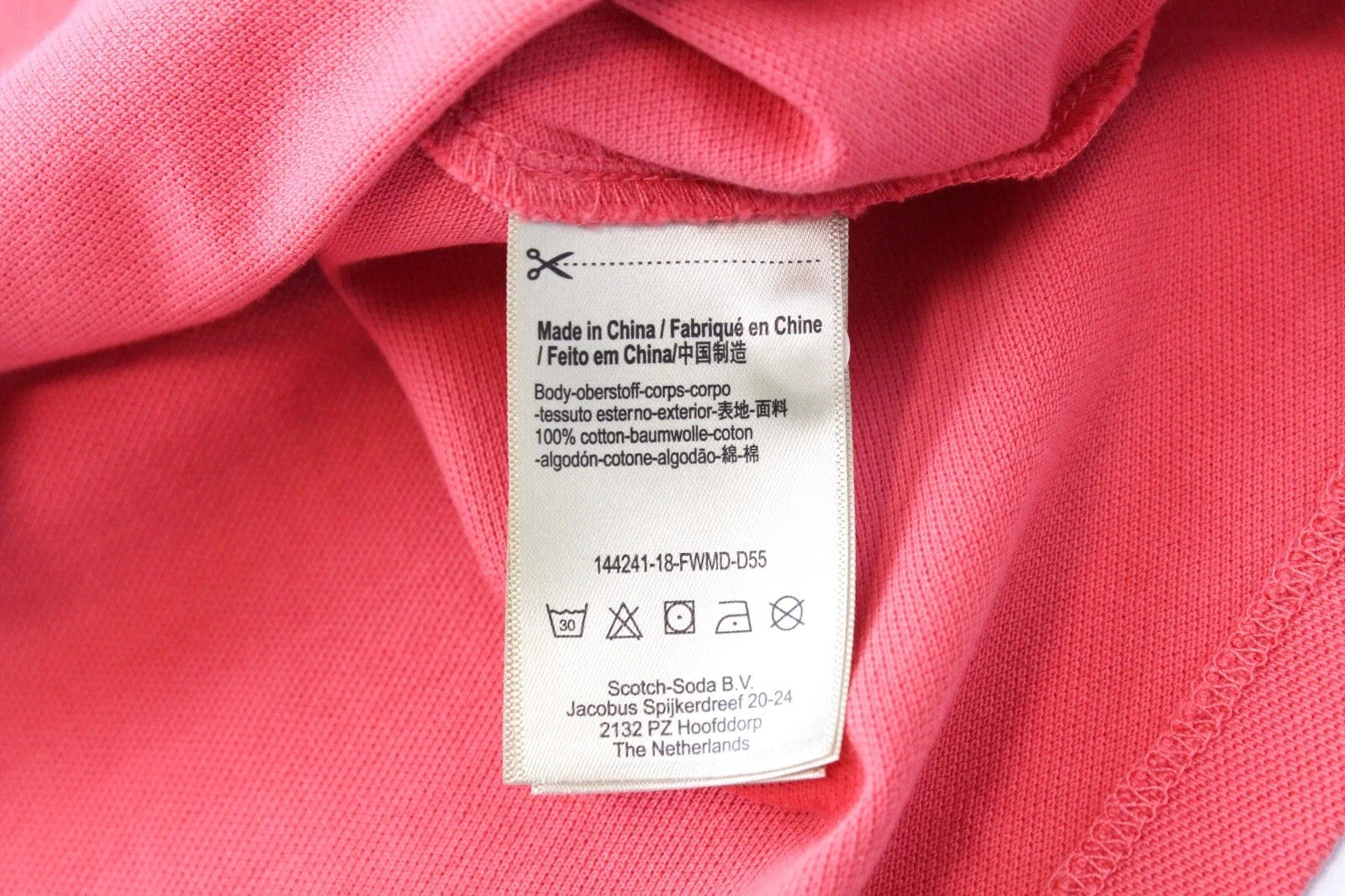 SCOTCH & SODA Men T-Shirt M Short Sleeve Polo-Styled Pink Collared Pure Cotton
