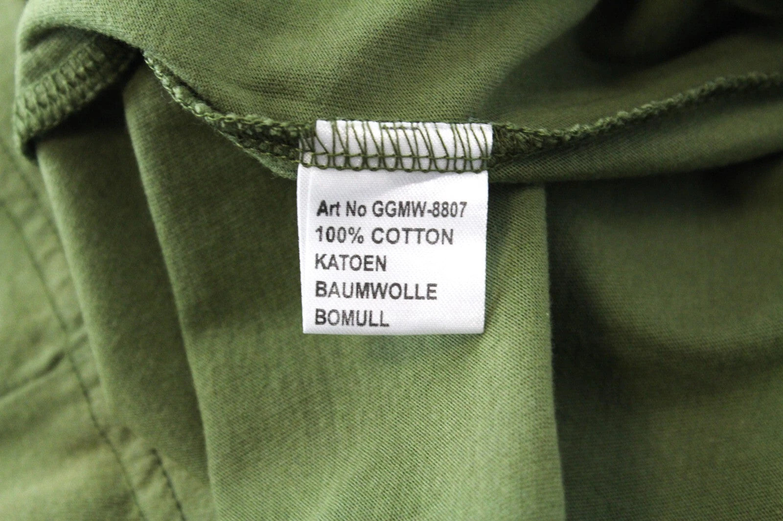 GOOD GENES Men T-Shirt M Rooster Logo Jersey Printed Khaki Green Crew Neckline