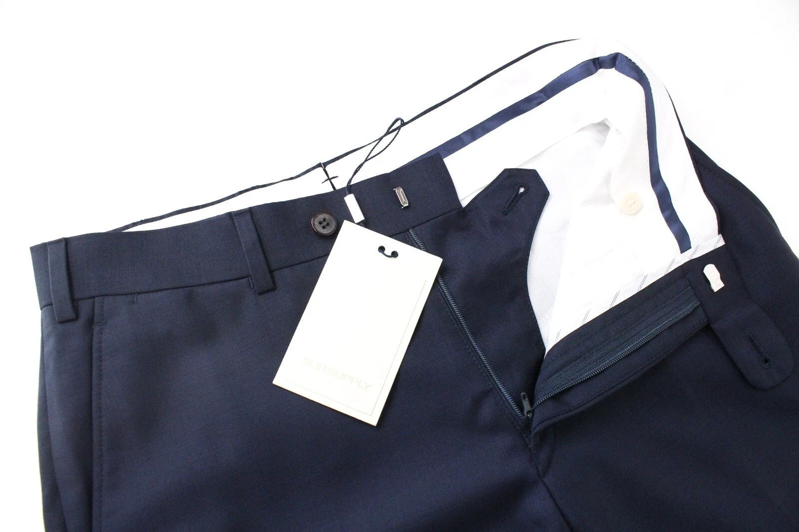 SUITSUPPLY Lazio Men Suit UK32R Slim Dark Blue Pure Wool 2 Piece Lined Classic