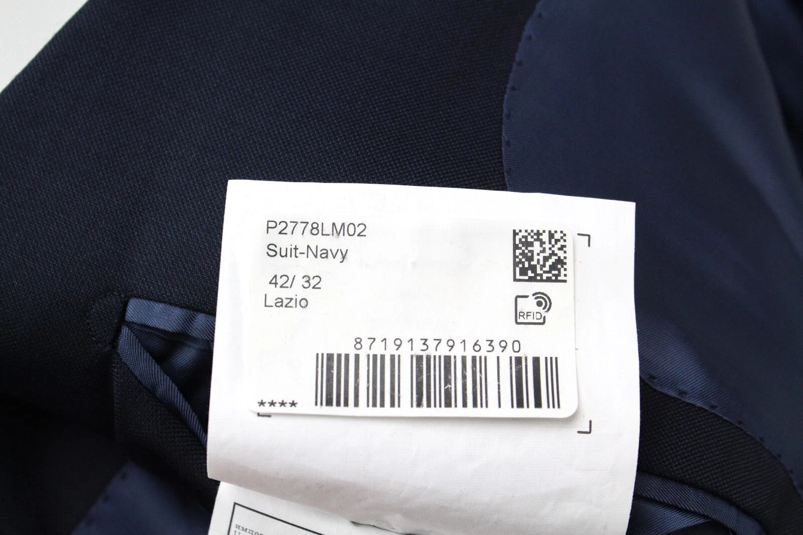 SUITSUPPLY Lazio Men Suit UK32R Slim Dark Blue Pure Wool 2 Piece Lined Classic
