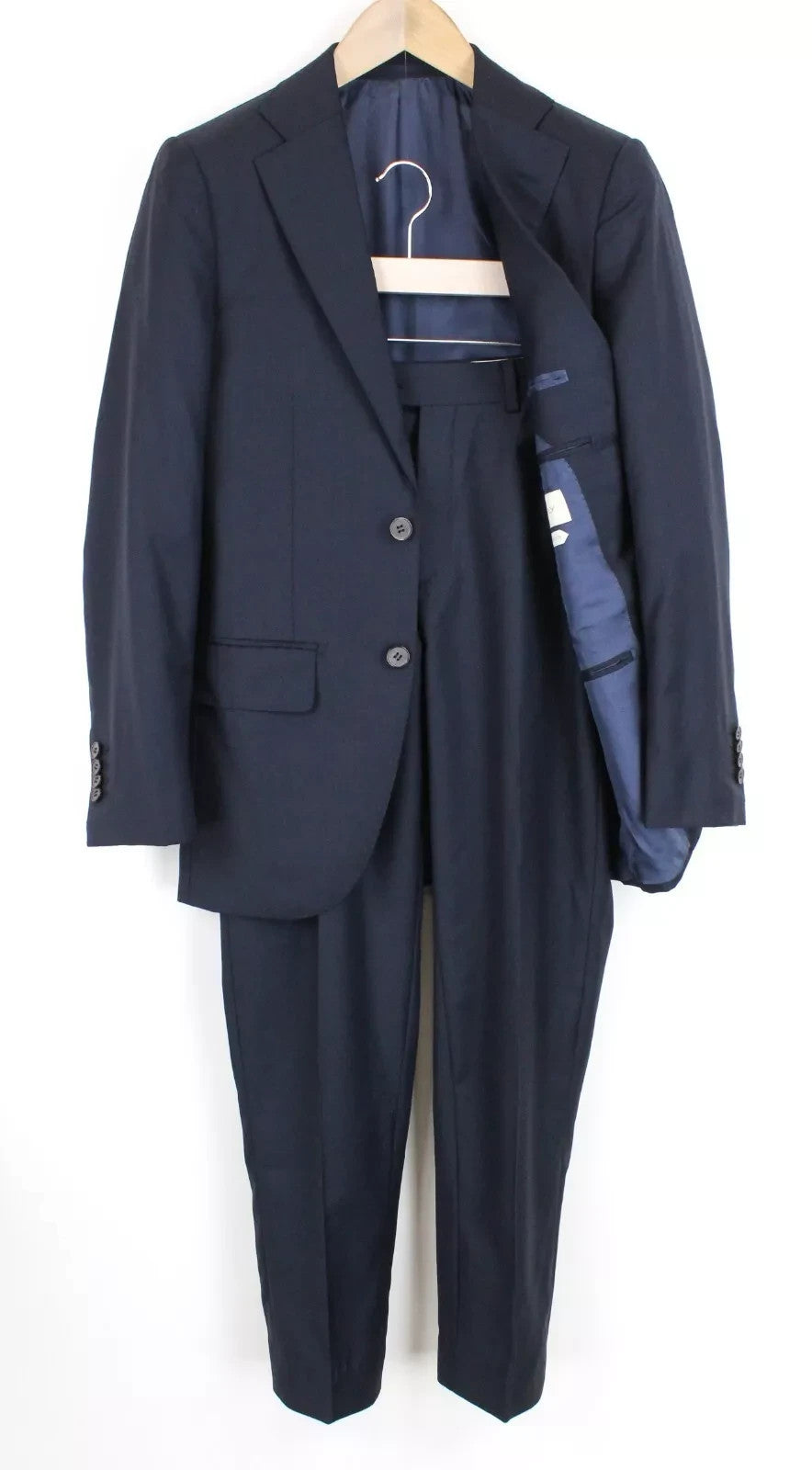 SUITSUPPLY Lazio Men Suit UK32R Slim Dark Blue Pure Wool 2 Piece Lined Classic