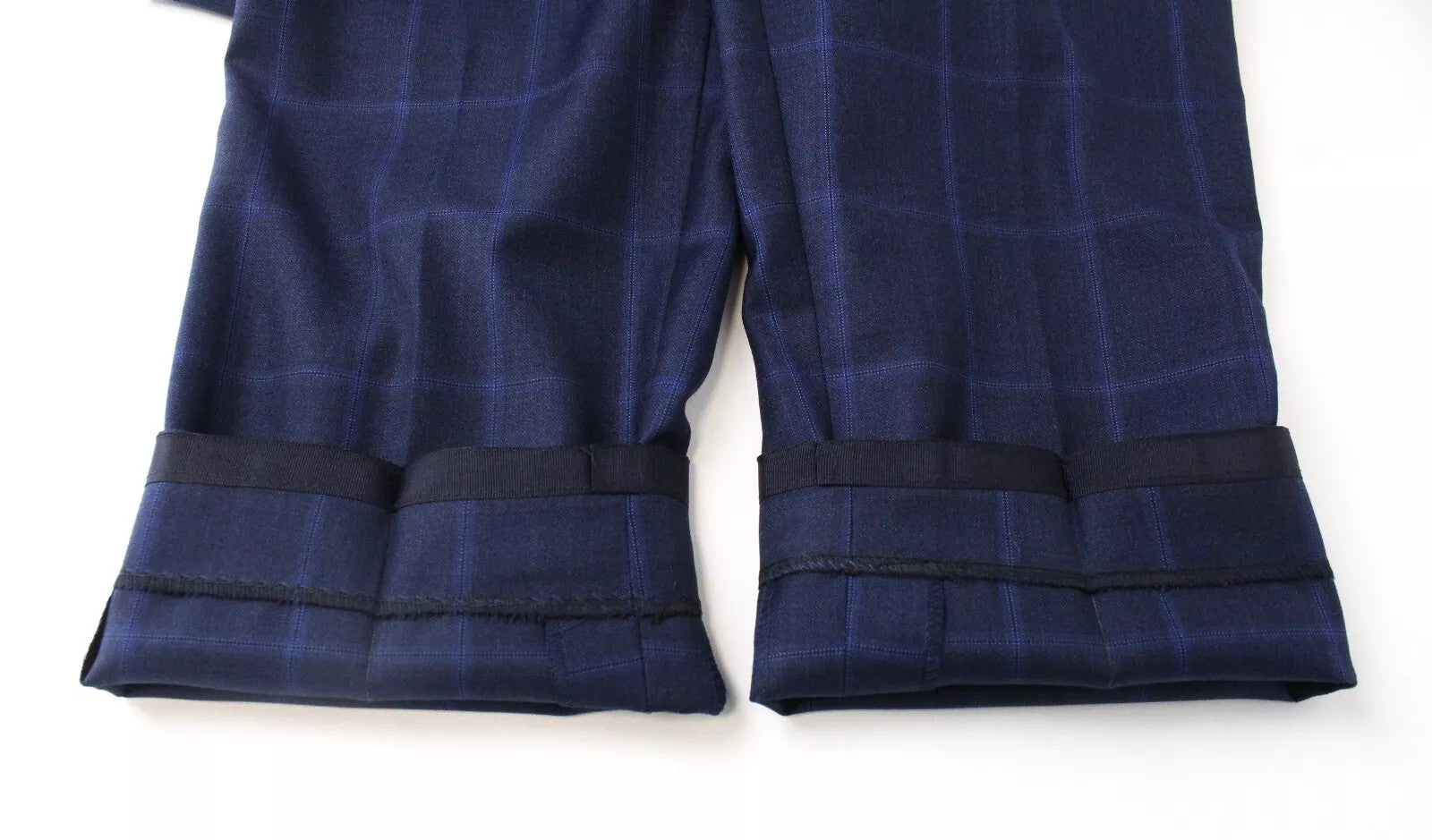 SUITSUPPLY Lazio Men Suit UK38R Slim Cut Checked 2 Piece Pure Wool Blue Classic