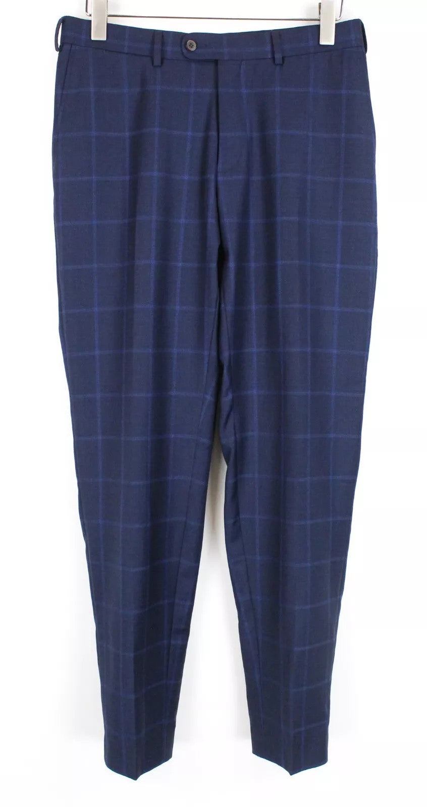 SUITSUPPLY Lazio Men Suit UK38R Slim Cut Checked 2 Piece Pure Wool Blue Classic