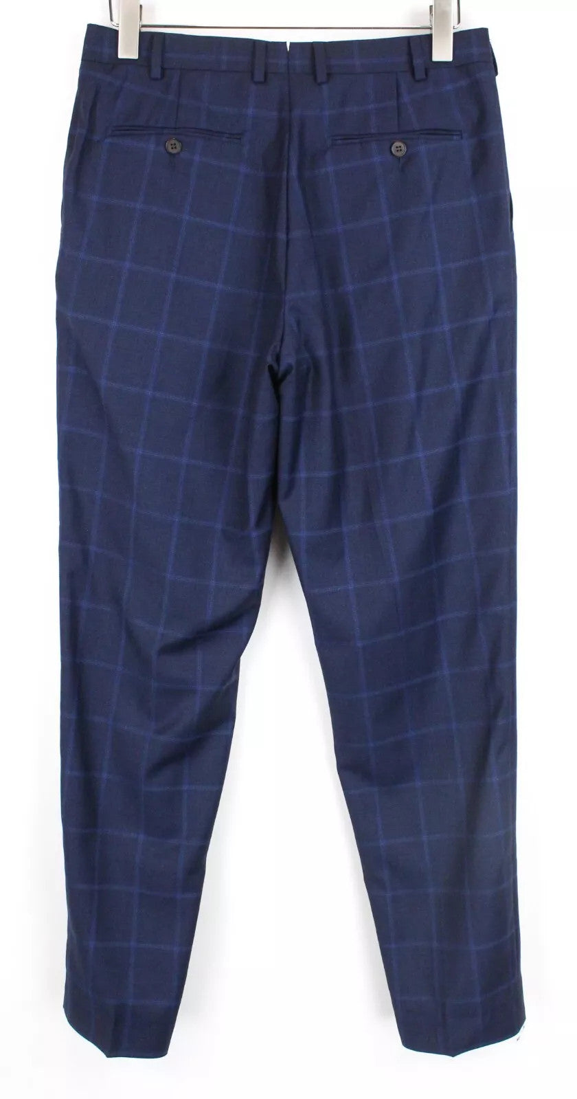 SUITSUPPLY Lazio Men Suit UK38R Slim Cut Checked 2 Piece Pure Wool Blue Classic